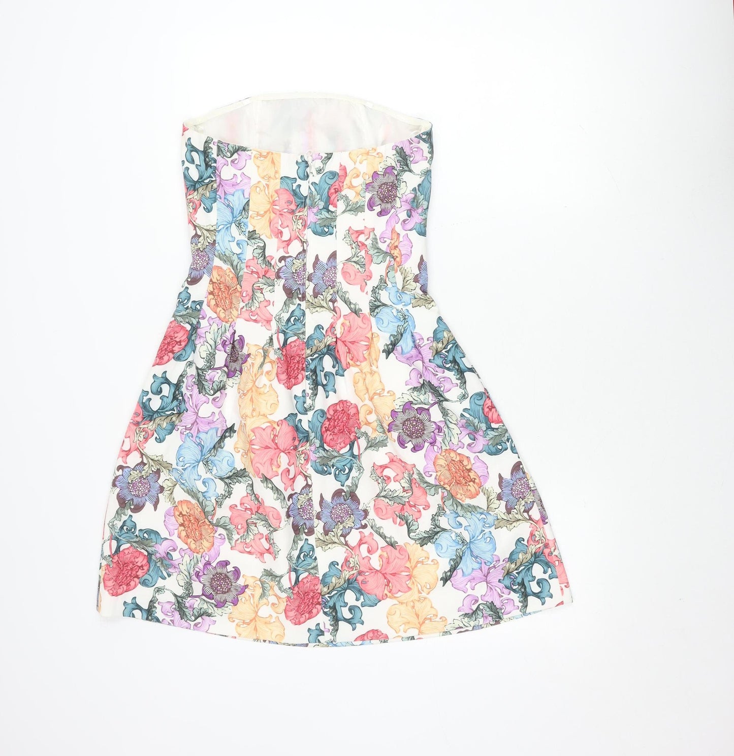 H&M Women's Multicoloured Floral Strapless Dress Size 8
