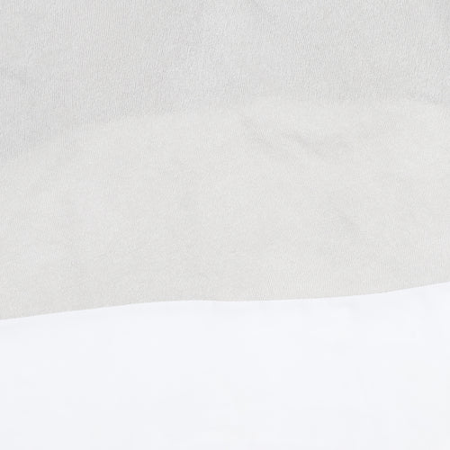 Zara Women's Grey/White V-Neck Top Size L