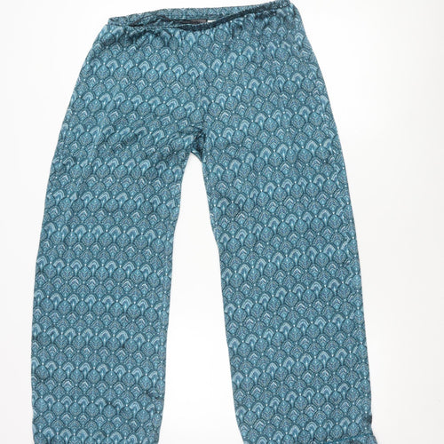 H&M Women's Blue Geometric Wide-Leg Trousers S