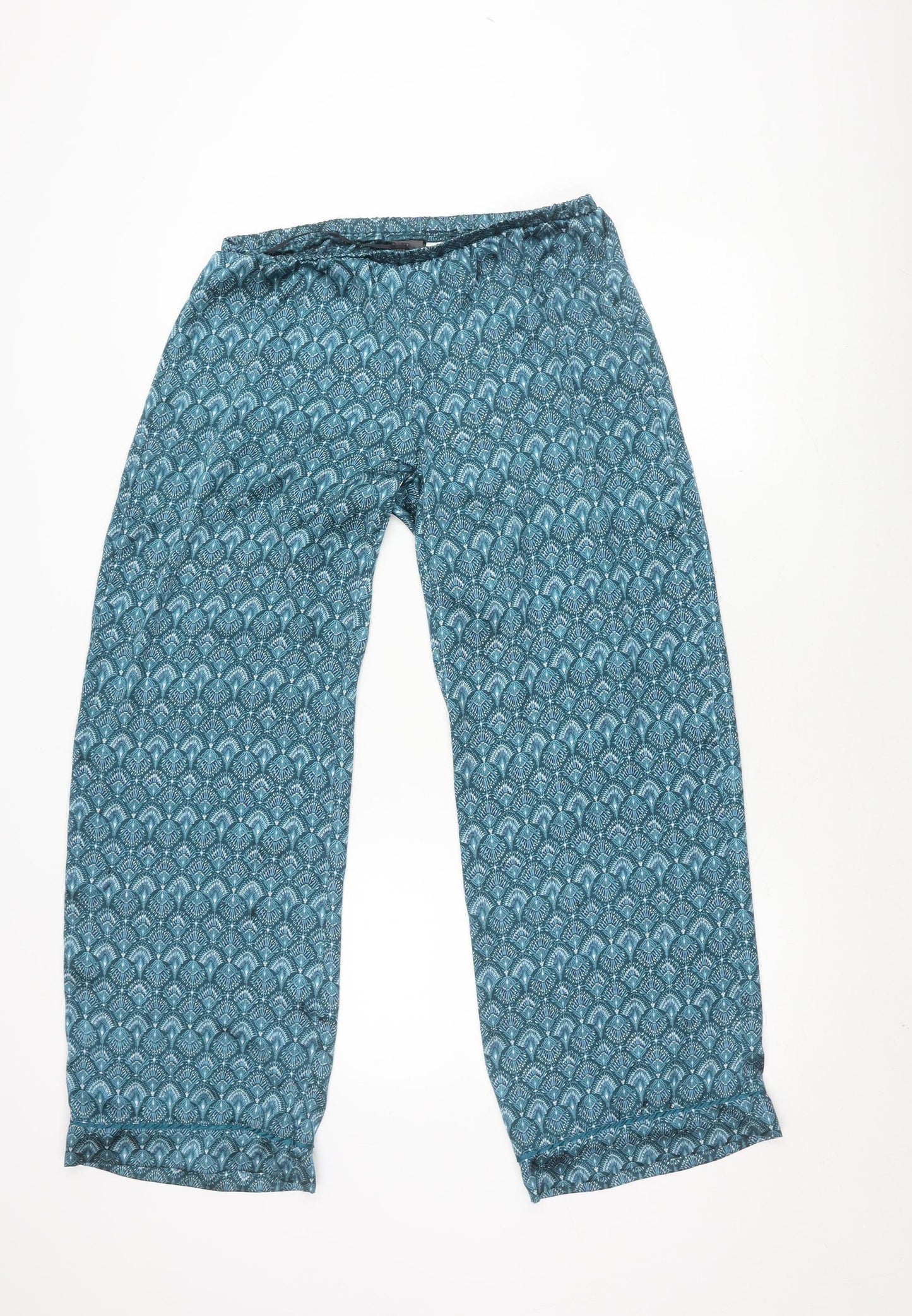 H&M Women's Blue Geometric Wide-Leg Trousers S