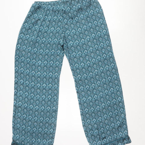 H&M Women's Blue Geometric Wide-Leg Trousers S