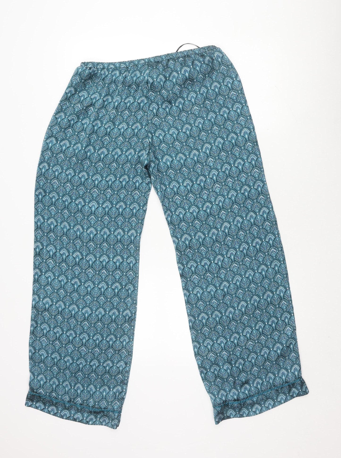 H&M Women's Blue Geometric Wide-Leg Trousers S