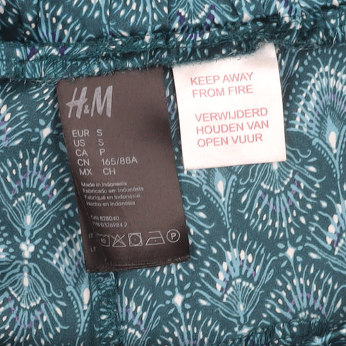 H&M Women's Blue Geometric Wide-Leg Trousers S