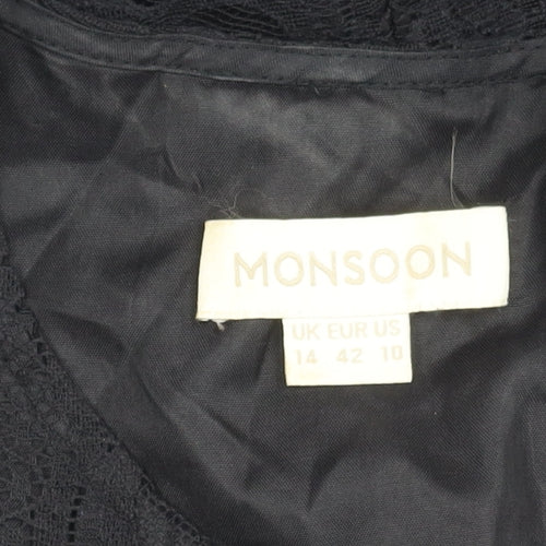 Monsoon Women's Black Lace Sheath Dress Size 14