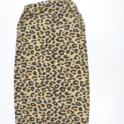 Pull&Bear Women's Animal Print Skirt, Size 14, Brown