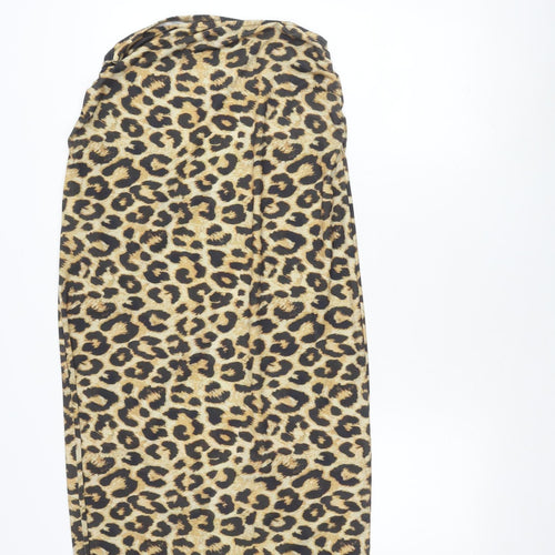 Pull&Bear Women's Animal Print Skirt, Size 14, Brown