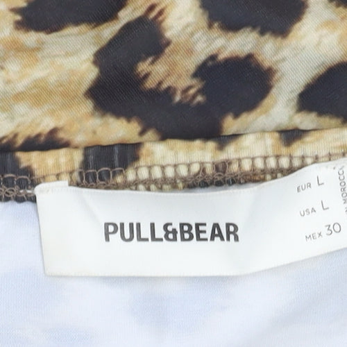 Pull&Bear Women's Animal Print Skirt, Size 14, Brown