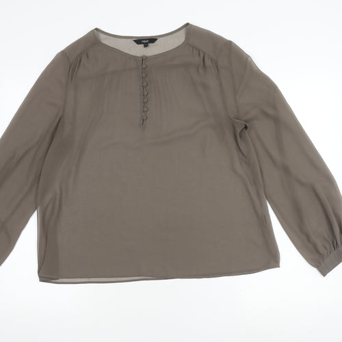 Next Women's Grey Blouse in Size 14 with Buttons