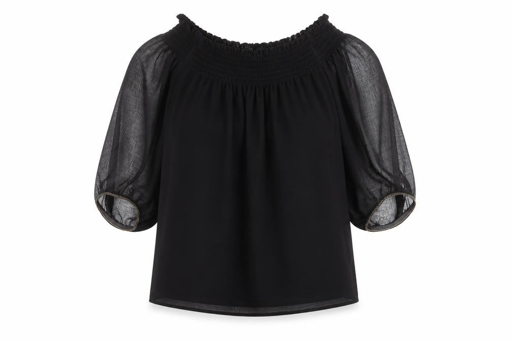 Front view of Zara Basic Women’s Black XS Balloon Blouse