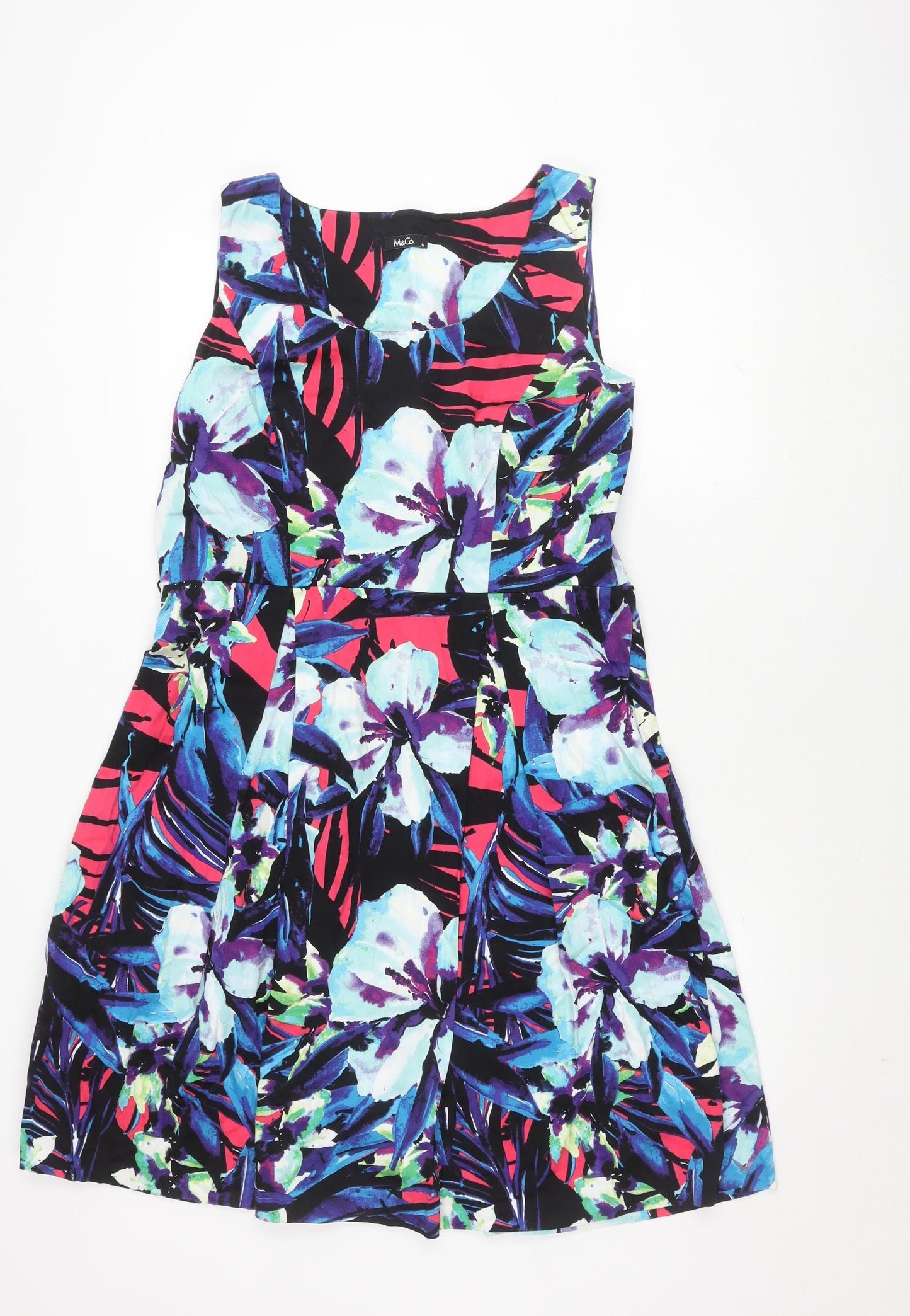 M&Co Women's Multicoloured Floral Dress Size 16