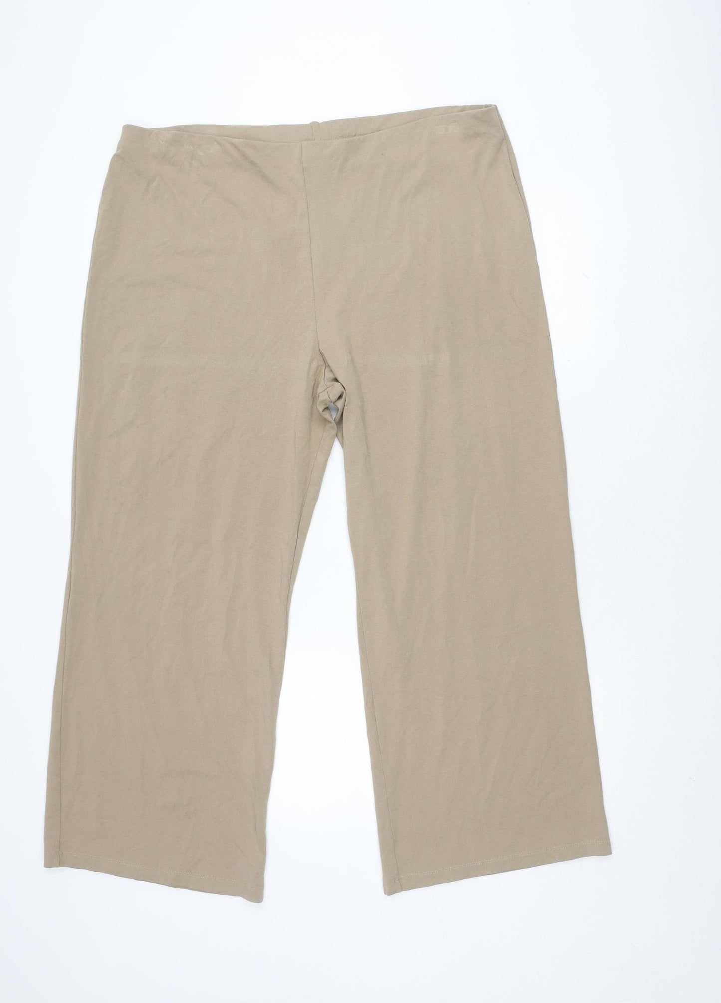 Marks and Spencer Beige Wide-Leg Trousers, Size 22