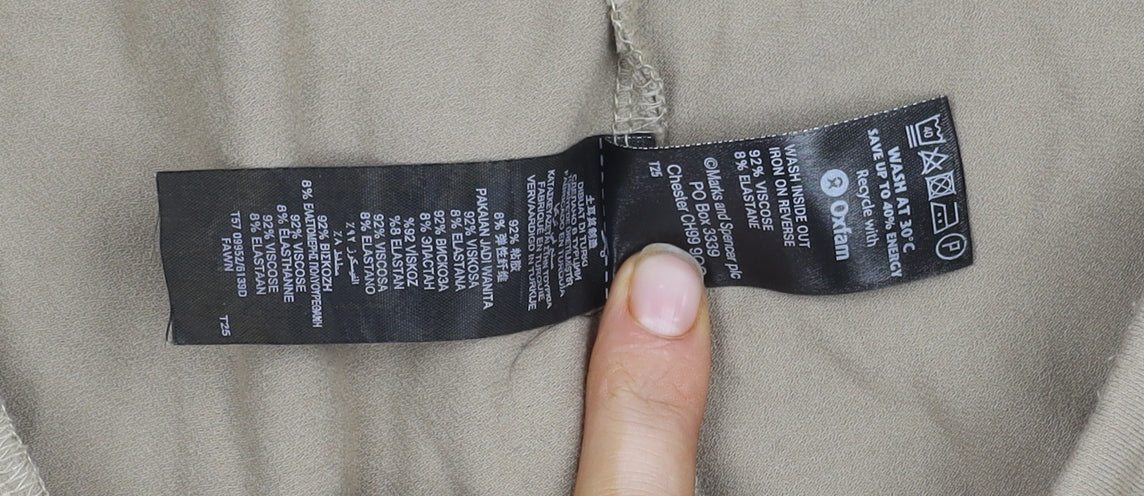 Marks and Spencer Beige Wide-Leg Trousers, Size 22