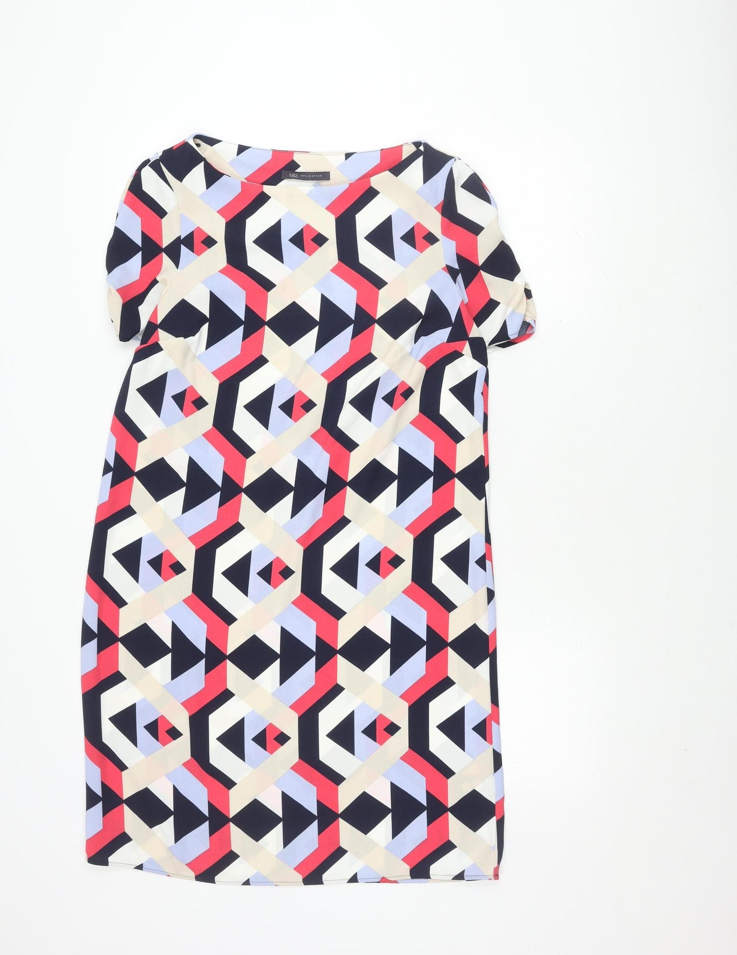 Marks and Spencer Women's Multicoloured Dress, Geometric Print, Size 12