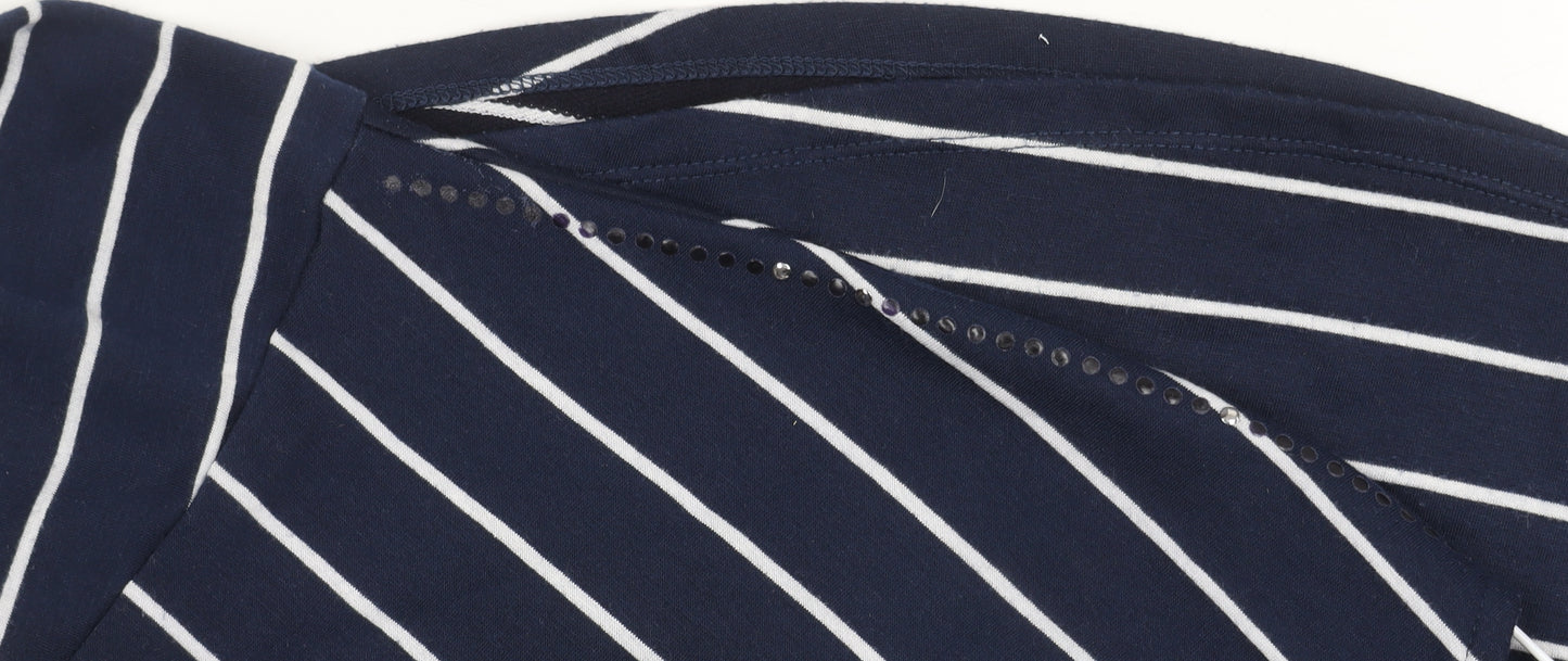 Principles Women's Blue Striped T-Shirt - Size M