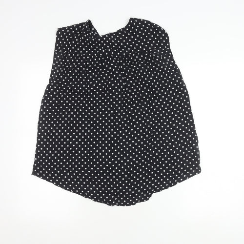 ZARA BASIC Women's Black Polka Dot Sleeveless Blouse Size 12