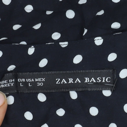ZARA BASIC Women's Black Polka Dot Sleeveless Blouse Size 12