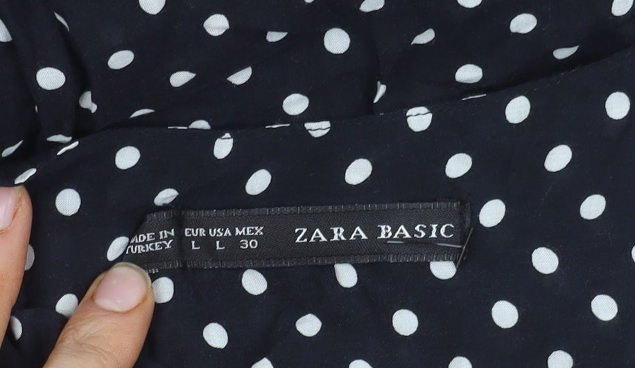 ZARA BASIC Women's Black Polka Dot Sleeveless Blouse Size 12