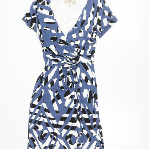 Fenn Wright Manson Women's Blue Petite Wrap Dress Size 8