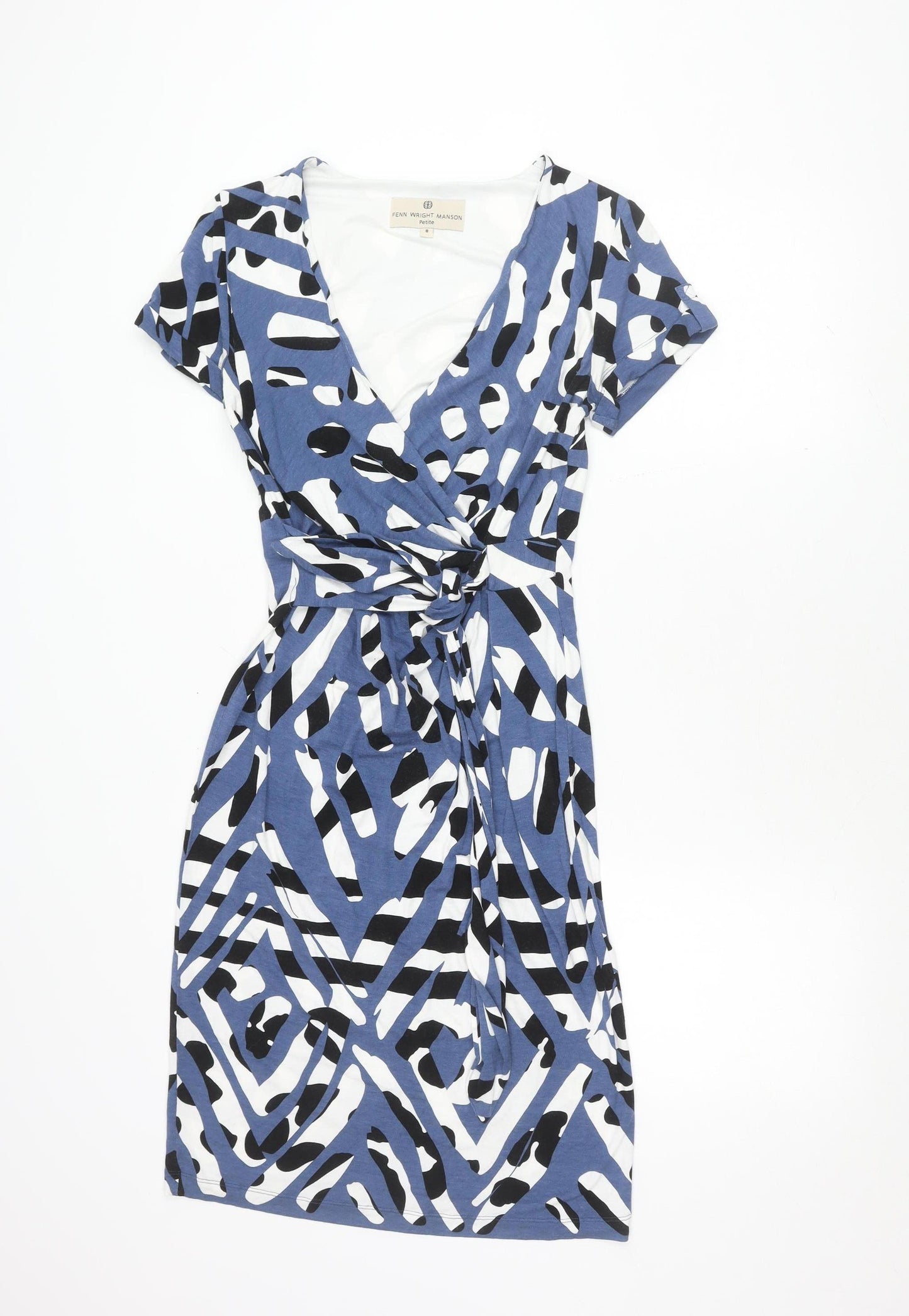 Fenn Wright Manson Women's Blue Petite Wrap Dress Size 8