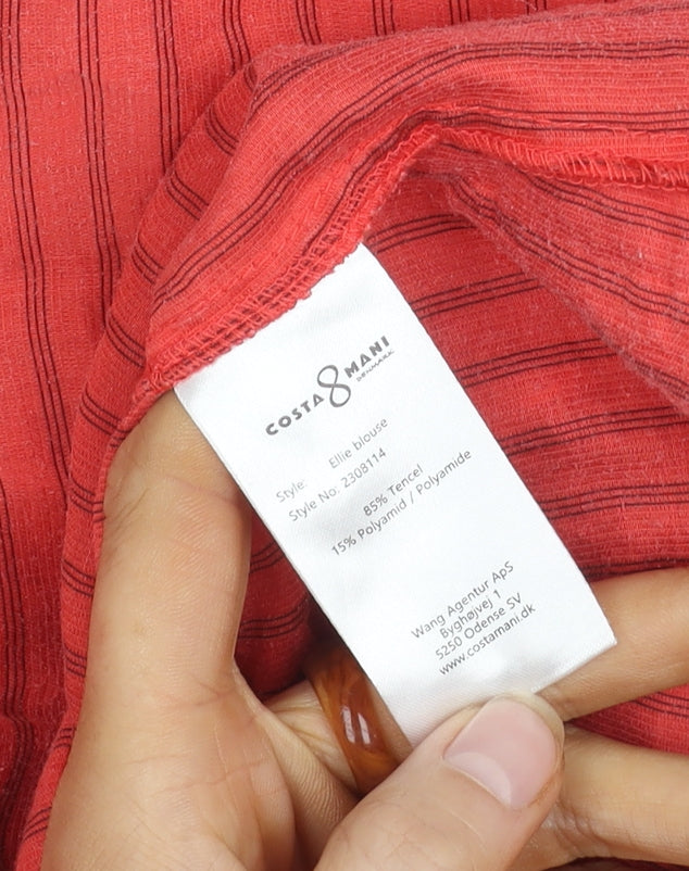 Costa Mani Women's Red Striped Blouse, Size S, Casual