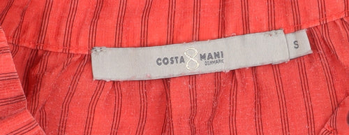 Costa Mani Women's Red Striped Blouse, Size S, Casual