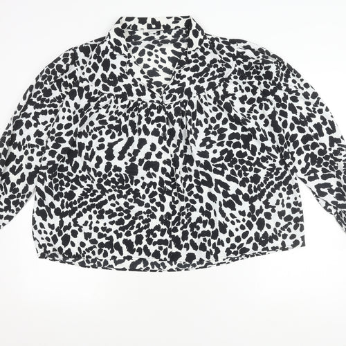 Topshop Women's Black/White Animal Print Blouse Size 10