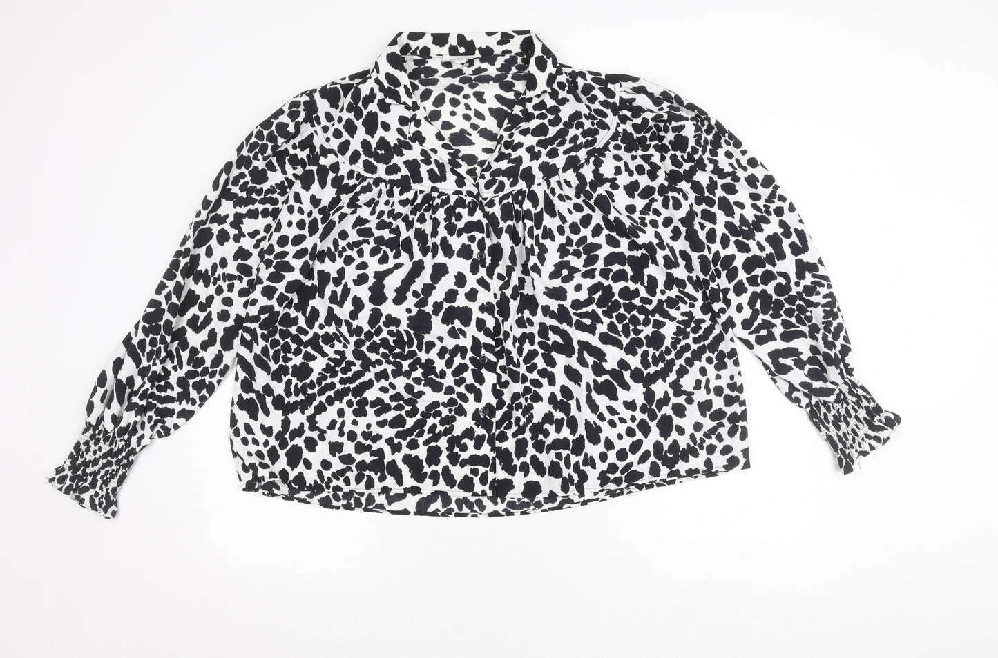 Topshop Women's Black/White Animal Print Blouse Size 10