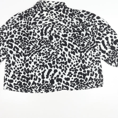 Topshop Women's Black/White Animal Print Blouse Size 10