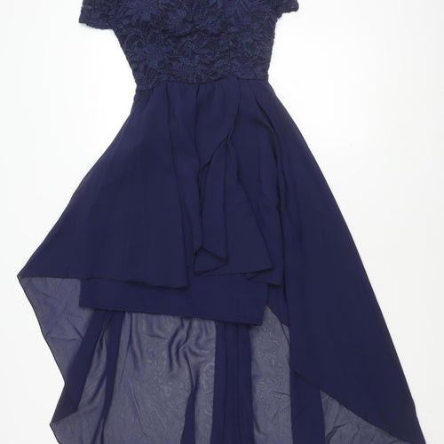 Quiz Women's Blue Lace Midi Dress Size 8 - Party/Cocktail