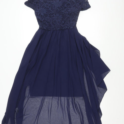 Quiz Women's Blue Lace Midi Dress Size 8 - Party/Cocktail