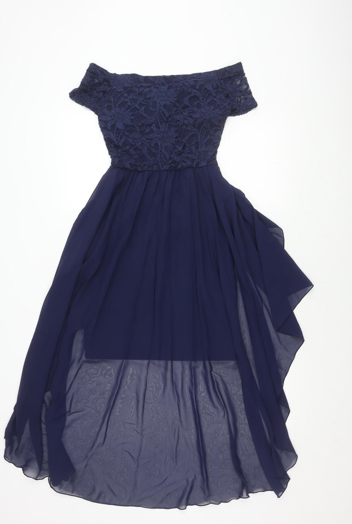 Quiz Women's Blue Lace Midi Dress Size 8 - Party/Cocktail