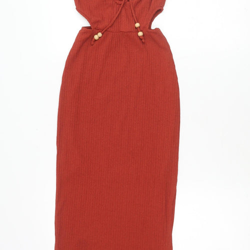 Bershka Womens Red Knit Dress XS