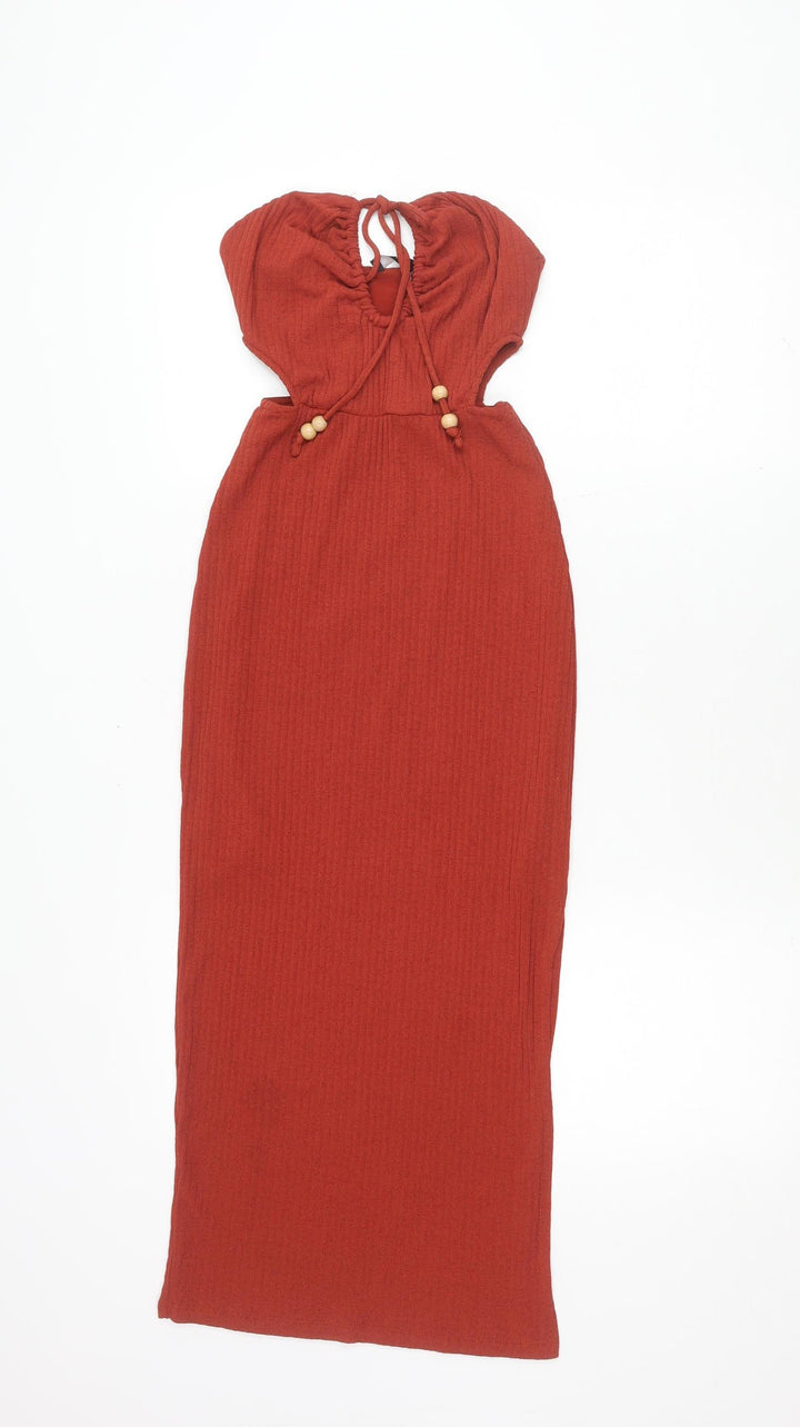 Bershka Womens Red Knit Dress XS