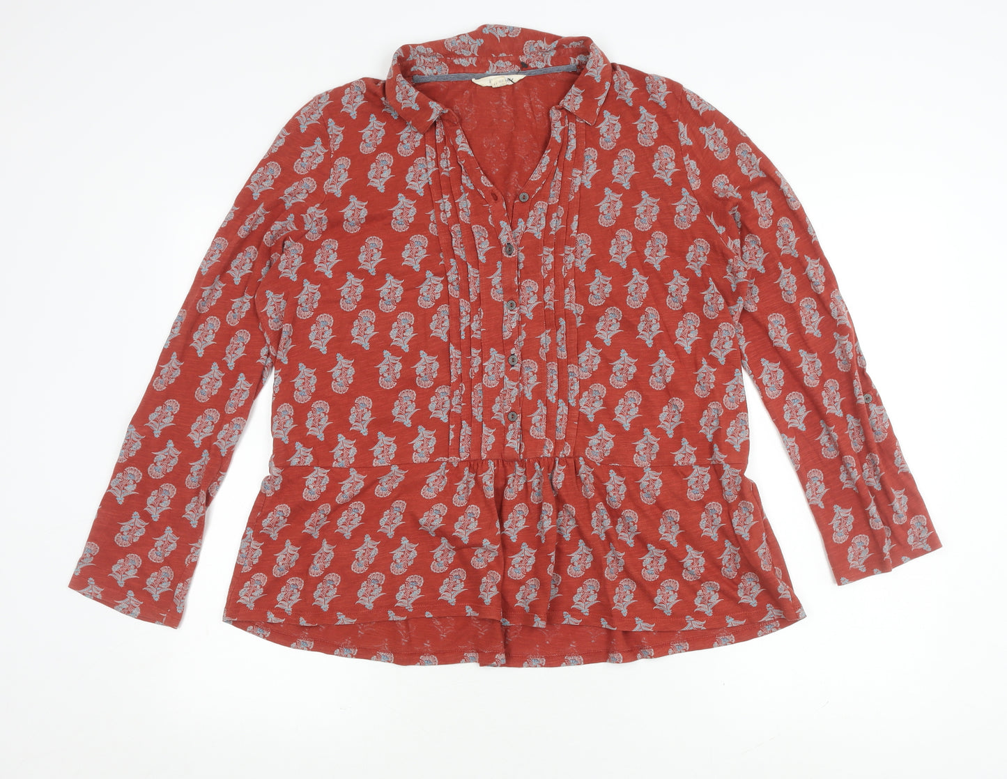White Stuff Women's Red Floral Collared Top Size 16