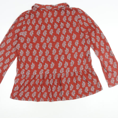 White Stuff Women's Red Floral Collared Top Size 16