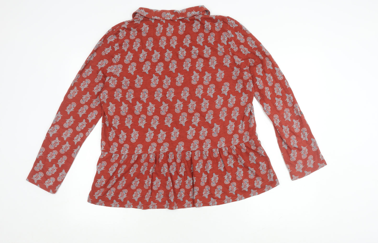 White Stuff Women's Red Floral Collared Top Size 16