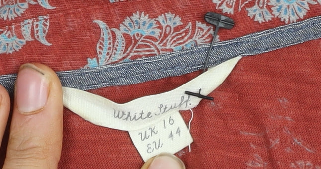 White Stuff Women's Red Floral Collared Top Size 16