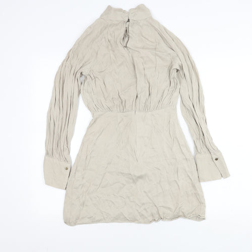 Zara Beige Women's XS High Neck Long Sleeve Dress