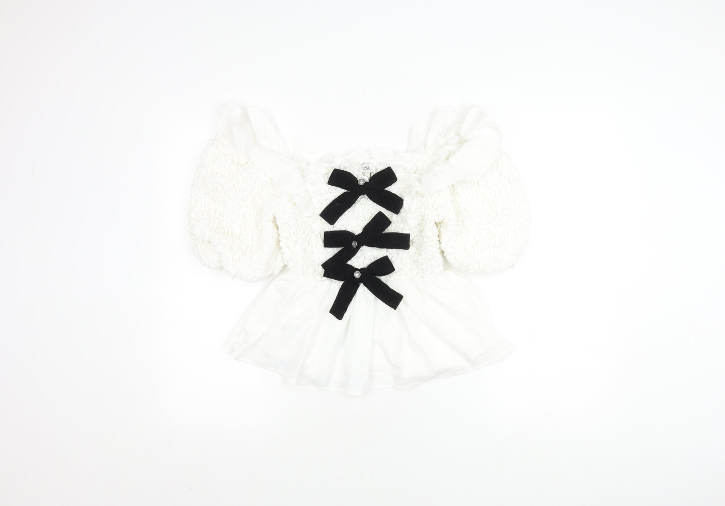 River Island Women's White Puff Sleeve Blouse, Size 6