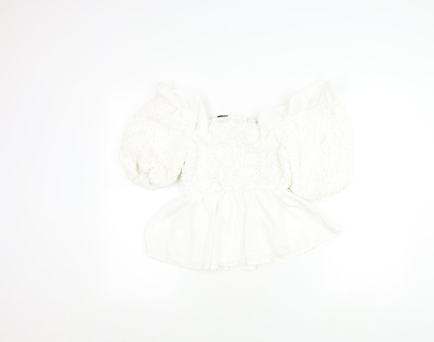 River Island Women's White Puff Sleeve Blouse, Size 6