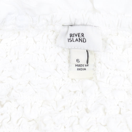 River Island Women's White Puff Sleeve Blouse, Size 6