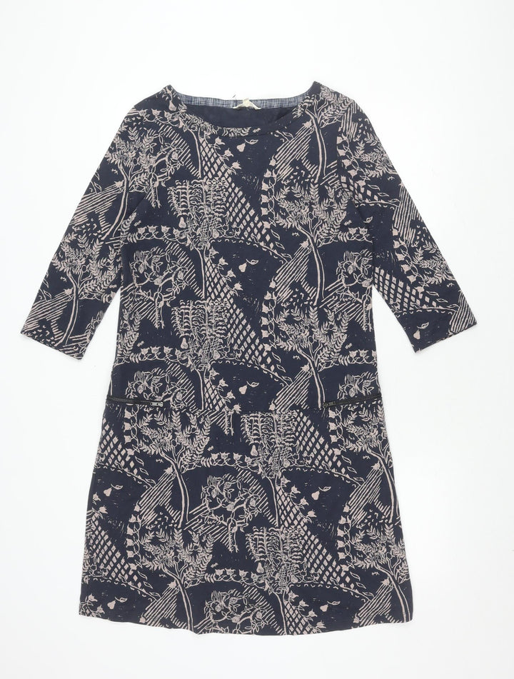 White Stuff Women's Blue Floral Shift Dress Size 12