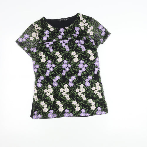 Dorothy Perkins Women's Black Floral T-Shirt, Size 12