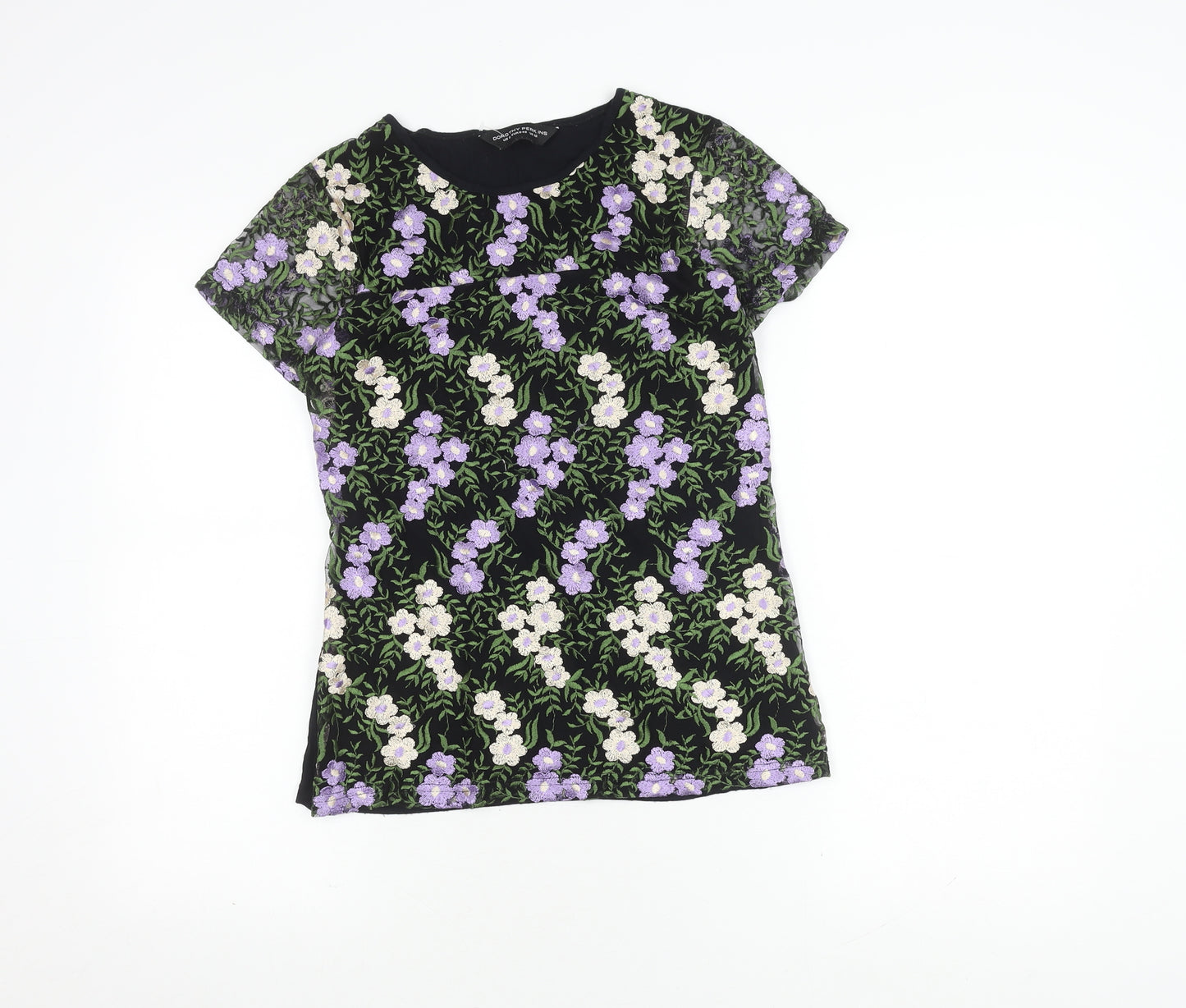 Dorothy Perkins Women's Black Floral T-Shirt, Size 12