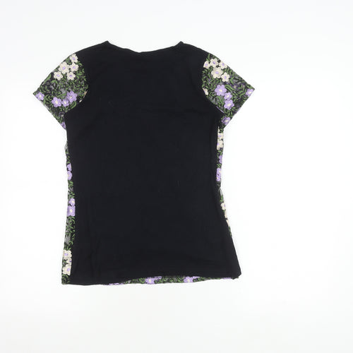 Dorothy Perkins Women's Black Floral T-Shirt, Size 12