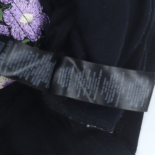 Dorothy Perkins Women's Black Floral T-Shirt, Size 12