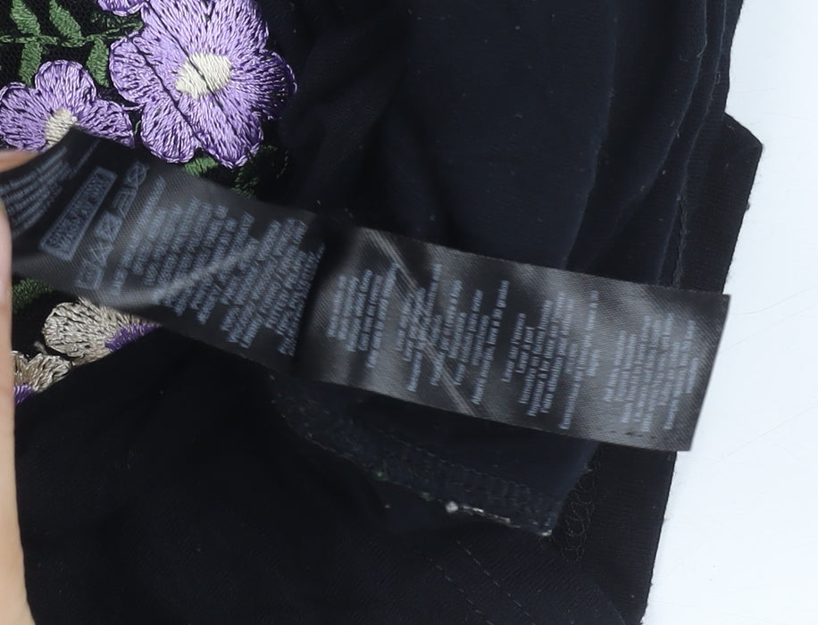 Dorothy Perkins Women's Black Floral T-Shirt, Size 12