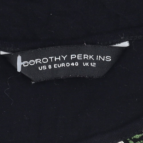 Dorothy Perkins Women's Black Floral T-Shirt, Size 12