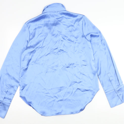 Zara Women's Blue Button-Up Long Sleeve Blouse