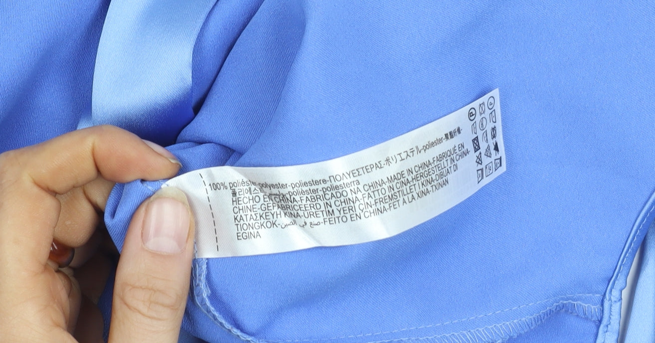 Zara Women's Blue Button-Up Long Sleeve Blouse